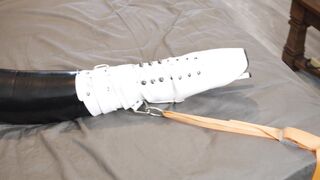 Miss Maskerade Latex Couple Blowjob and Bondage in Full Rubber with Master and Slave