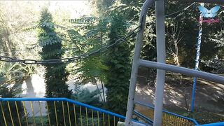 Extreme Public Blowjob and Cum Swallow from Dirty MILF on the Ferris Wheel