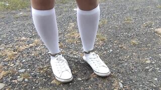 Schoolgirl White Knee Socks AND ANKLE CUFFS / SHACKLES Handcuffs