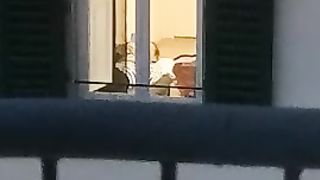 Neighbor window lesbian girlfriend kissing touching no nudes