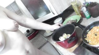 DuBarry Home Nudist Cooking. MILF in Kitchen Naked in High Heels. Pussy Cunt Tits Boobs Nipples Ass