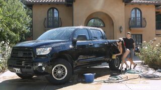 High-end milf romi rain blasted while washing car