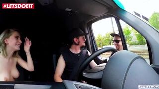 PETITE BLONDE LIA LOUISE FUCKED AND FACIALIZED IN SEX BUS