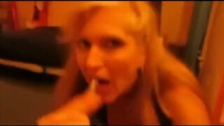 Blond whore gets a Face fuck from crazy neighbor.......