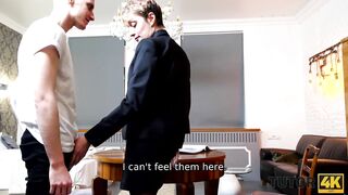 TUTOR4K. Mature woman with short haircut gives muff to younger man for sex