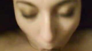 Young blonde girl gives blowjob and tastes the cock of her friend
