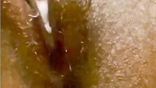 Clit massage JERKING orgasm...so creamy