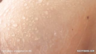 Huge tits and round ass grinds on a white rod
