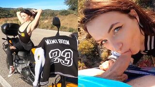 Sunny Day for a Motorcycle and a Sloppy Outdoor Mountain Blowjob near Gibraltar - Mimi Boom