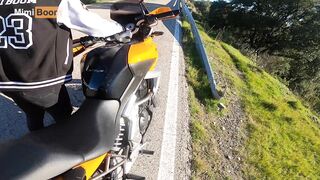 Sunny Day for a Motorcycle and a Sloppy Outdoor Mountain Blowjob near Gibraltar - Mimi Boom