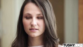 Horny student shows her assets to professor
