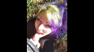 Submissive Goth Girl Face Fucked by Boyfriend in the Forest POV