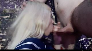 Stupid Blonde Thought she was just Visiting, but Left with a Mouthful of Cum