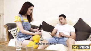 SISPORN Dirty Babe Turns Rich Stepbro on so now Man is Bound to Nail Shaved Pussy