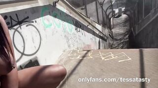 Tessa Tasty Squirts on a City Bridge