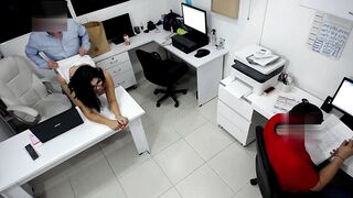 Girl Boss Fucks her Coworker next to the Assitent