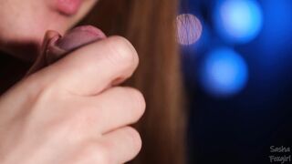 Juicy Closeup Blowjob from Redhead Babe Sasha Foxgirl