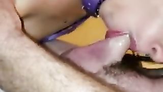 blindfolded blowjob from cheating whore, slut wife