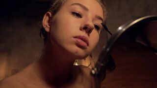 Hot Girl does her make up after a Shower and Sucks my Dick