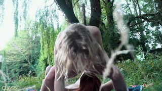 Outdoor Lesbian Sex between Teen Lovers with Horny Pussy