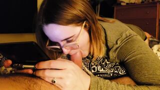 Nerdy Wife Sucks Cock while Playing Video Games then Gets Fucked POV