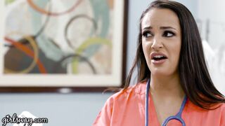 Girlsway Hot Rookie Nurse with Big Tits has a Wet Pussy Formation with her Superior