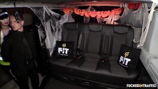 VIPSEXVAULT- Super HOT Busty MILF Fucked on Halloween in a Czech Taxi