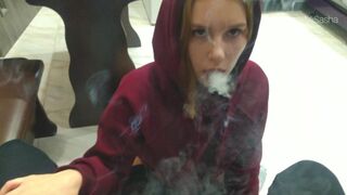 I Smoked a Cigarette, but could not Resist and took his Dick in my Mouth