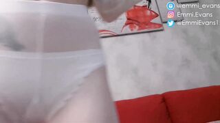 Twirls her Ass in White Pantyhose and Takes them off