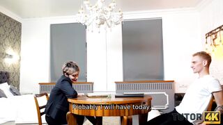TUTOR4K. Smart Boy Finds way to Lure Strict Mature Tutor into Hot Sex