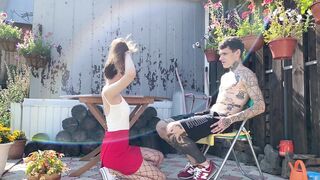 Invited a Real Prostitute in Fishnet Tights to Cottage and Fucked Hard