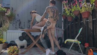 Invited a Real Prostitute in Fishnet Tights to Cottage and Fucked Hard