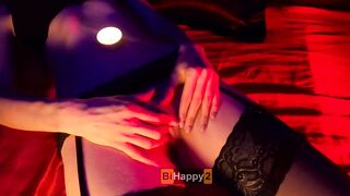 Leggy Redhead Babe Jerks her Wet Pussy with Hot Wax on her Body