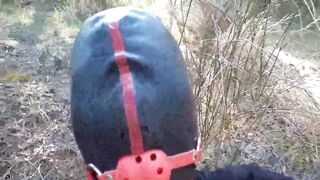 Outdoor Sex in the Wood. Wearing Sexy Clothes and High Heels, Bound, Throated and Fucked