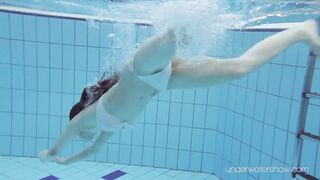 White Swimsuit with Tattoos Babe Roxalana Cheh Underwater