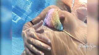 Exhibitionist Amateur Wife Plays in the Hotel's Public Pool and Fucks on the Balcony!