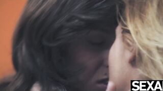 Beautiful lesbians eat each other's wet pussy to intense orgasms