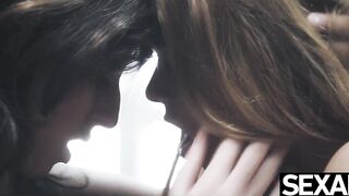 Beautiful lesbians eat each other's wet pussy to intense orgasms