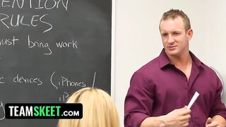 Hot Blonde Teen Caught Fingering in Class