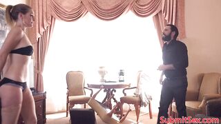 Blonde Bondage Sub Anal Fucked Before Foot Job - Mona Wales