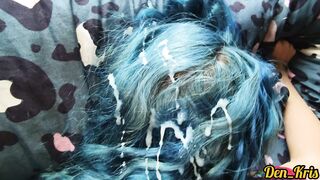 compilation of a lot of warm sperm on the face of a cute sexy girl