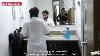 Dominant Latina MILF loves making her cleaning lady cum - LETSDOEIT