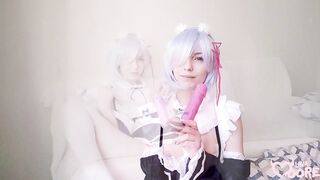 Rem (Re:zero) fucking her pussy with a dildo