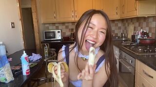 Good morning have your cute asian girlfriend for breakfast in kitchen POV