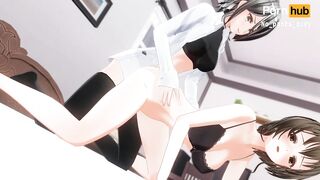 Kojima Kana Nande Koko ni Sensei ga! hentai lesbian with strapon fucks girl