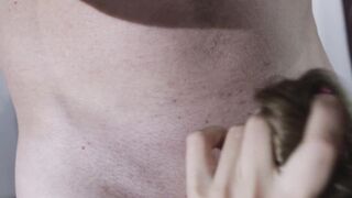 Comshot on the beautiful hair of a lustful maid. POV.