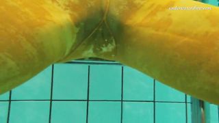 Swimming pool lady Nina Markova gets naked and horny