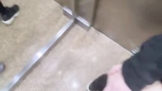 Stuck with my neighbor in elevator and he fucks my asshole with creampie