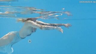 Finnish Blonde Tattooed Pornstar Mimi Underwater