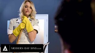 MODERN-DAY SINS - Horny Blonde Cleaning Lady Gets Rough Office Assfuck After Seducing Her Boss